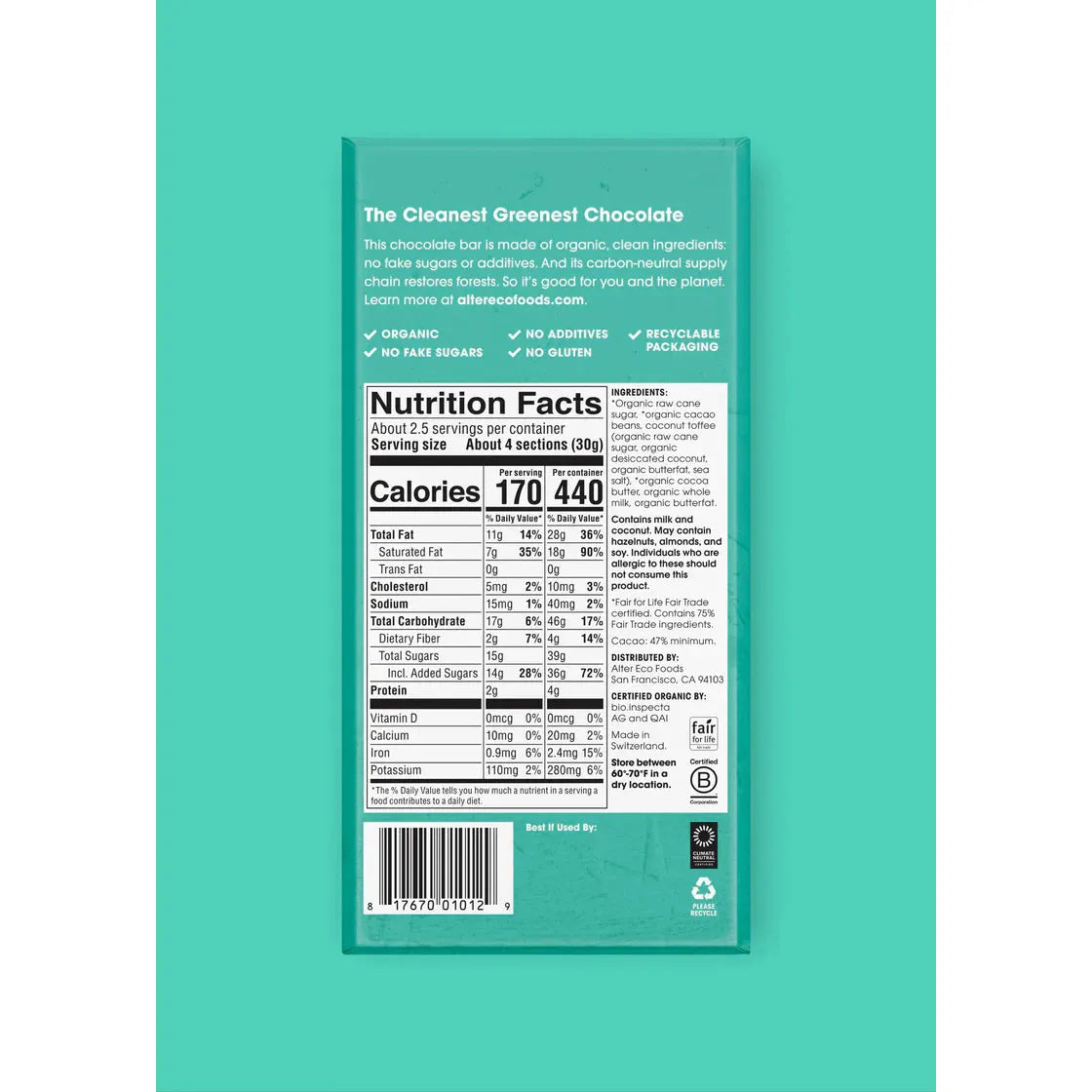 Alter Eco Dark Salted Coconut Toffee 80g