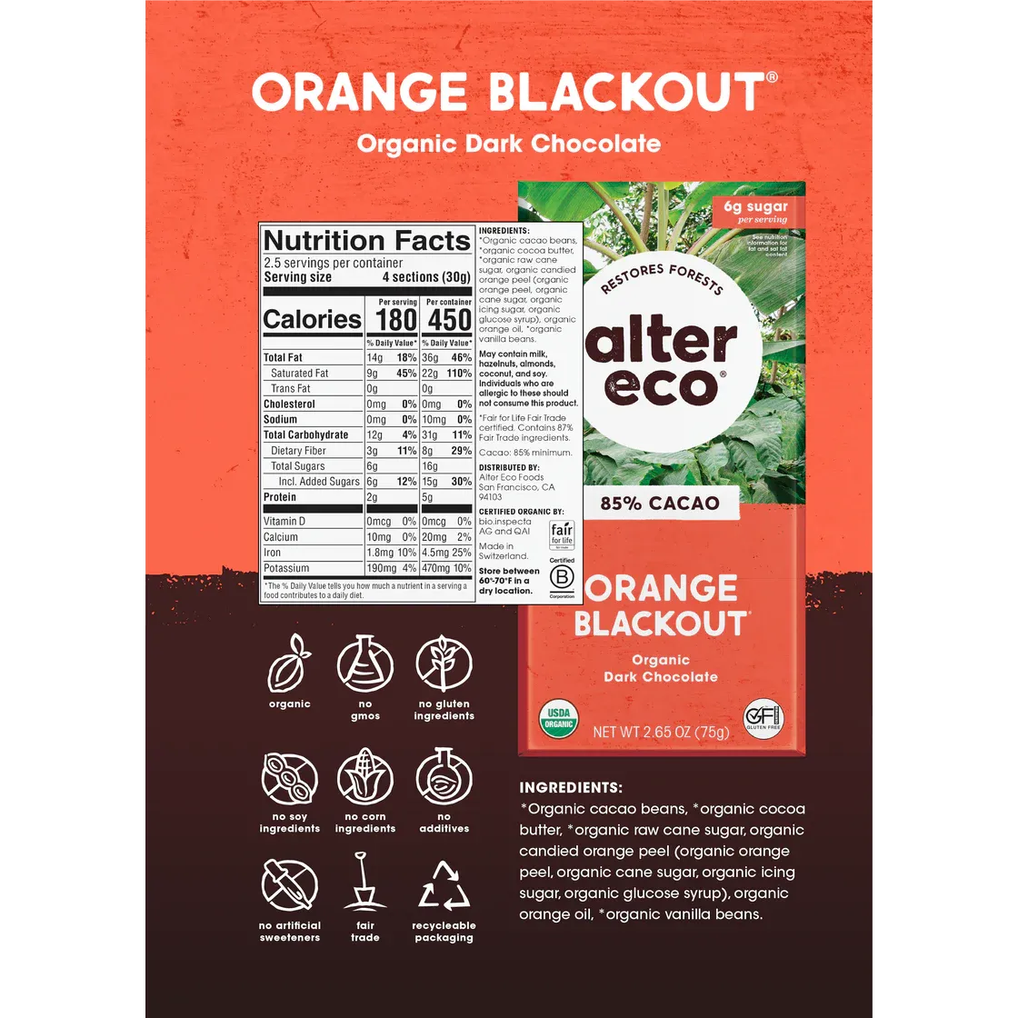 Alter Eco Orange Blackout 85% 75g