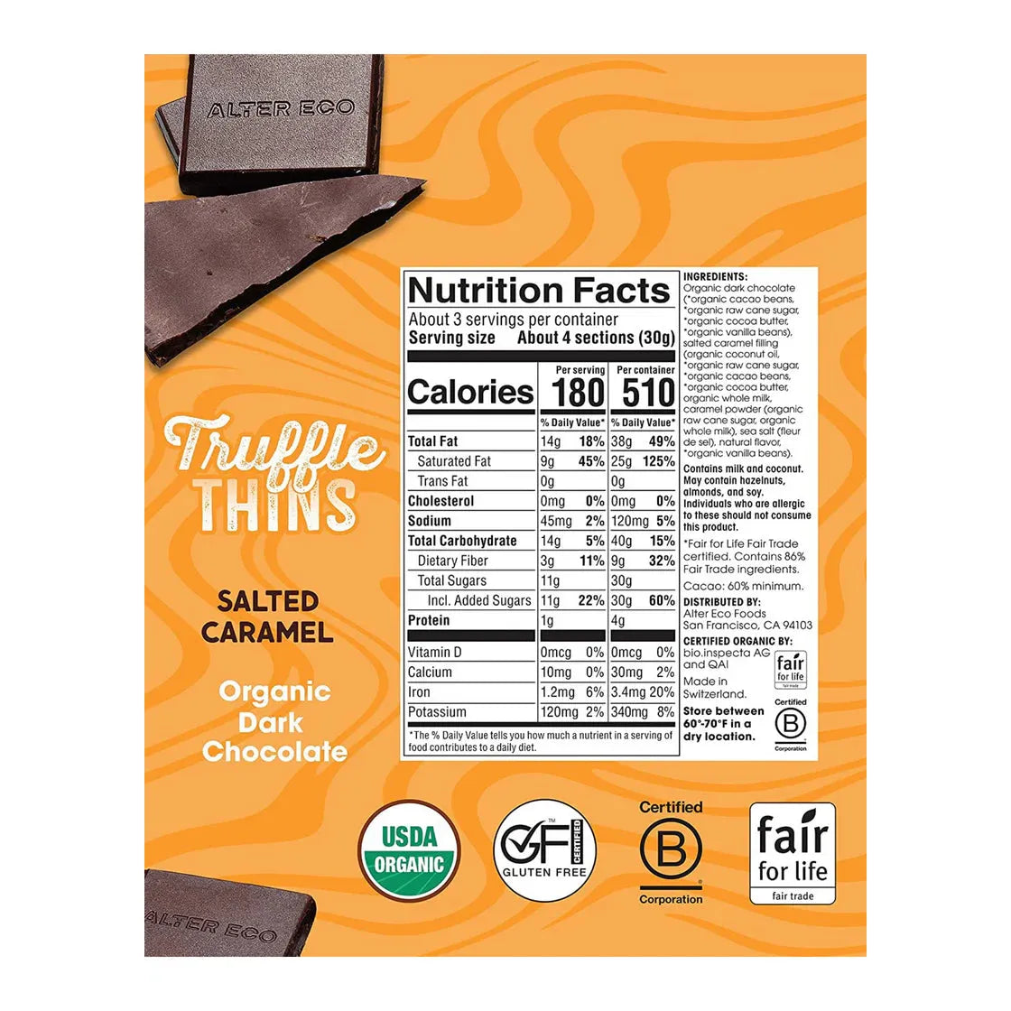 Alter Eco Salted Caramel Truffle Thins 84g