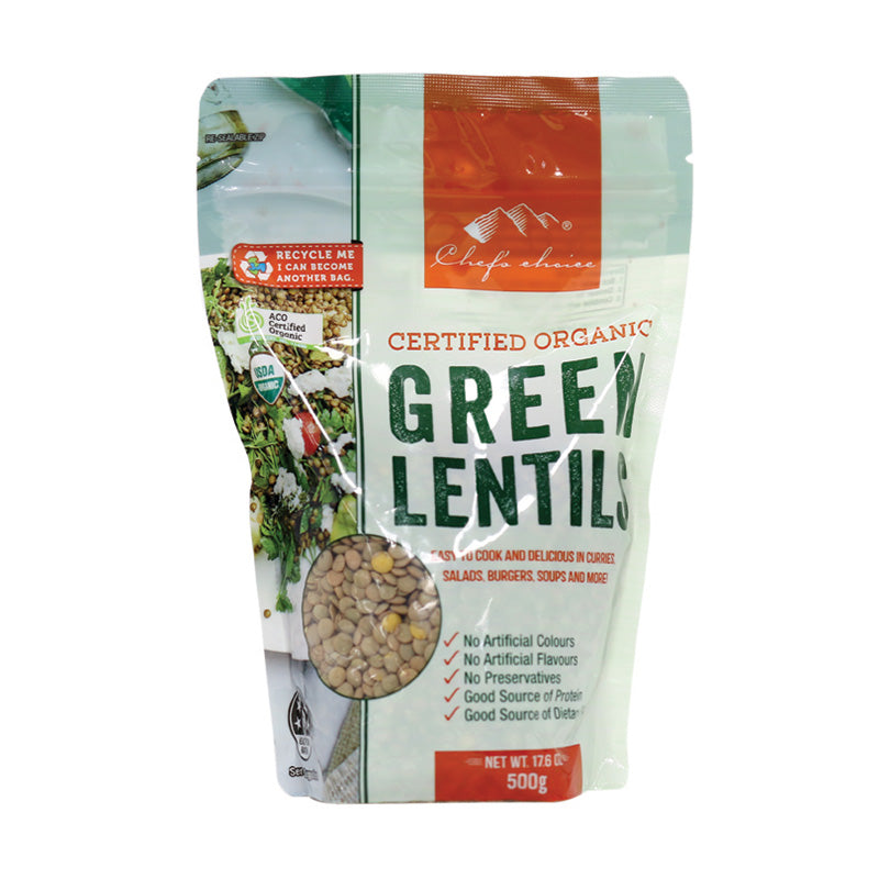 Chef's Choice Certified Organic Green Lentils 500g