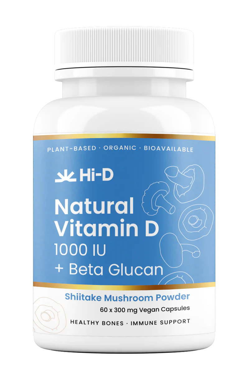 Hi-D Natural Vitamin D 1000IU + Beta Glucan 100% Shiitake Mushroom Powder 60C