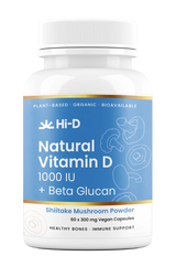 Hi-D Natural Vitamin D 1000IU + Beta Glucan 100% Shiitake Mushroom Powder 60C