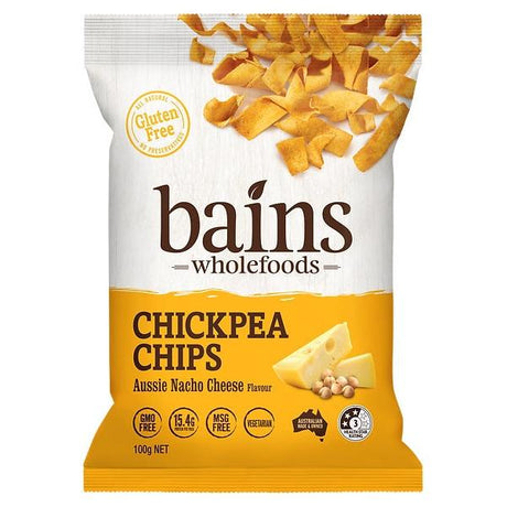 Bains Wholefoods Chickpea Chips Aussie Nacho Cheese 100g