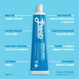 Grants of Australia Fresh Mint Natural Toothpaste Fluoride Free 110g