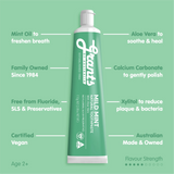 Grants of Australia Mild Mint Natural Toothpaste Fluoride Free 110g