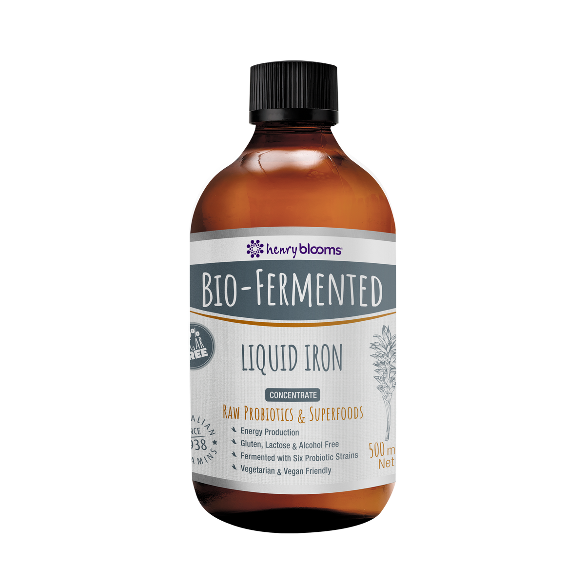 Henry Blooms Bio-Fermented Liquid Iron 500ml