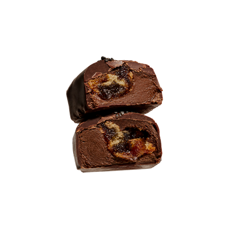 Loco Love Black Sesame & Date bar cut open showing the sesame and date centre