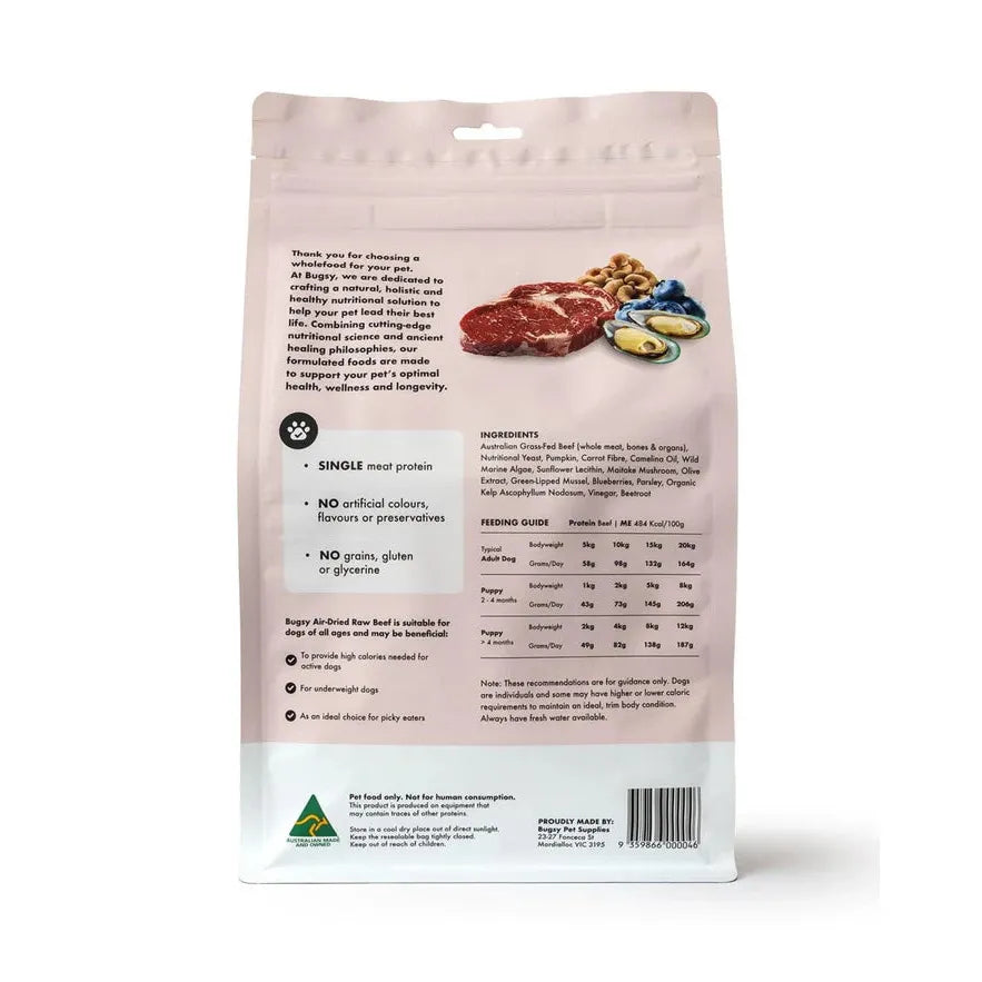 Bugsy's Air-Dried Beef Dog Food 328g