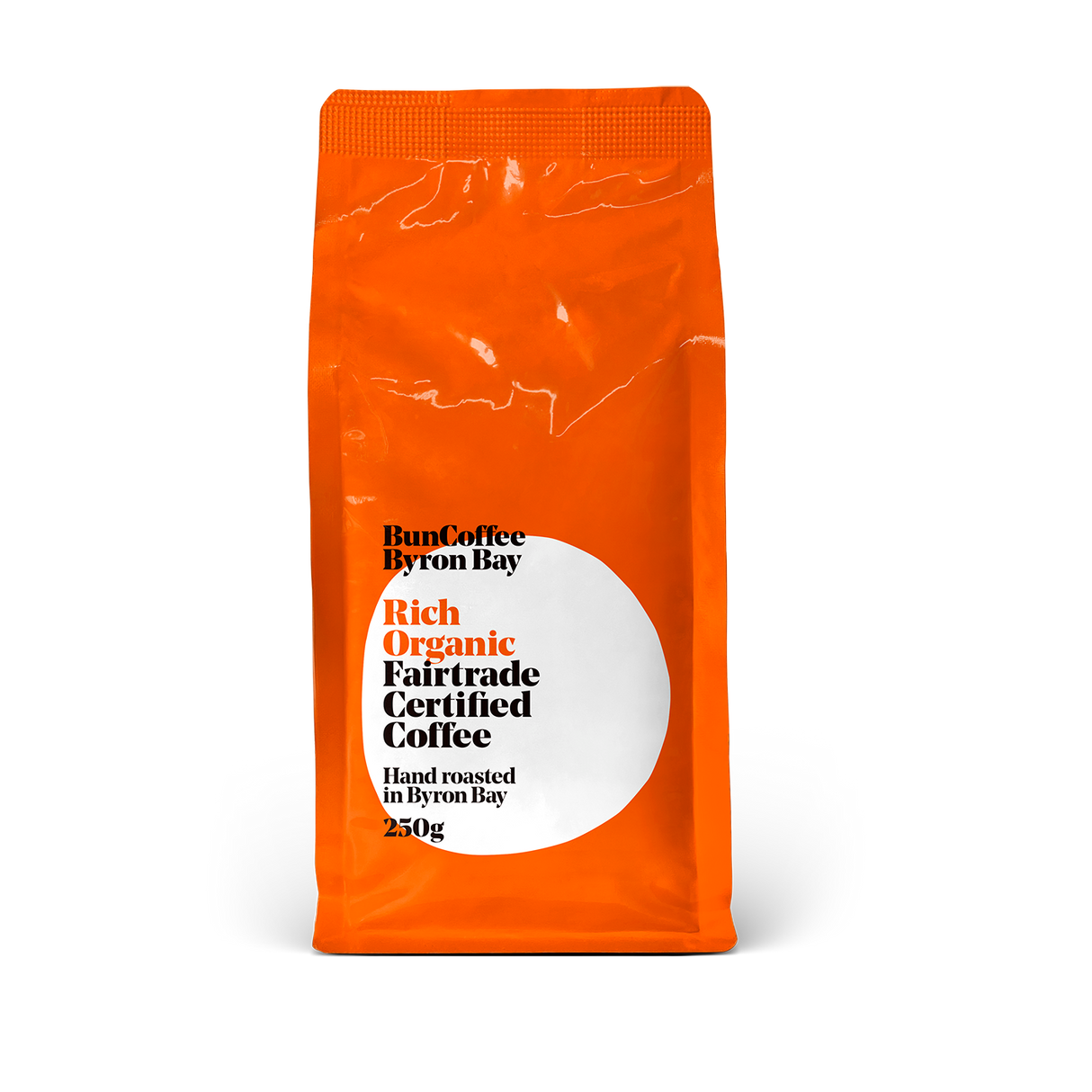 Bun Coffee Byron Bay Rich Fairtrade Certified Whole Beans 250g