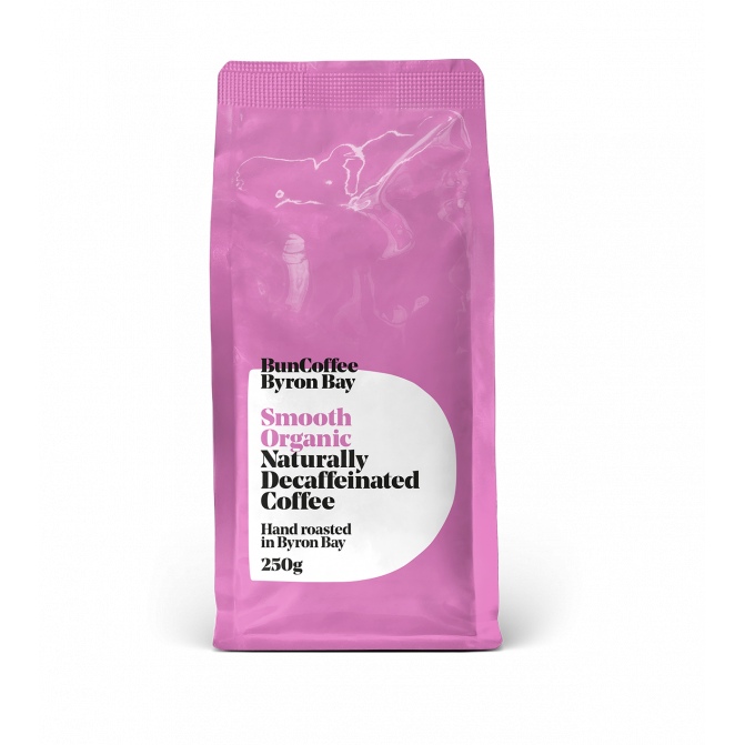 Bun Coffee Byron Bay Smooth Decaf Whole Beans 250g