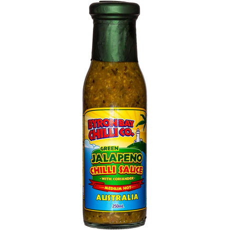 Byron Bay Chilli Co Green Jalapeno Chilli Sauce with Coriander 250m
