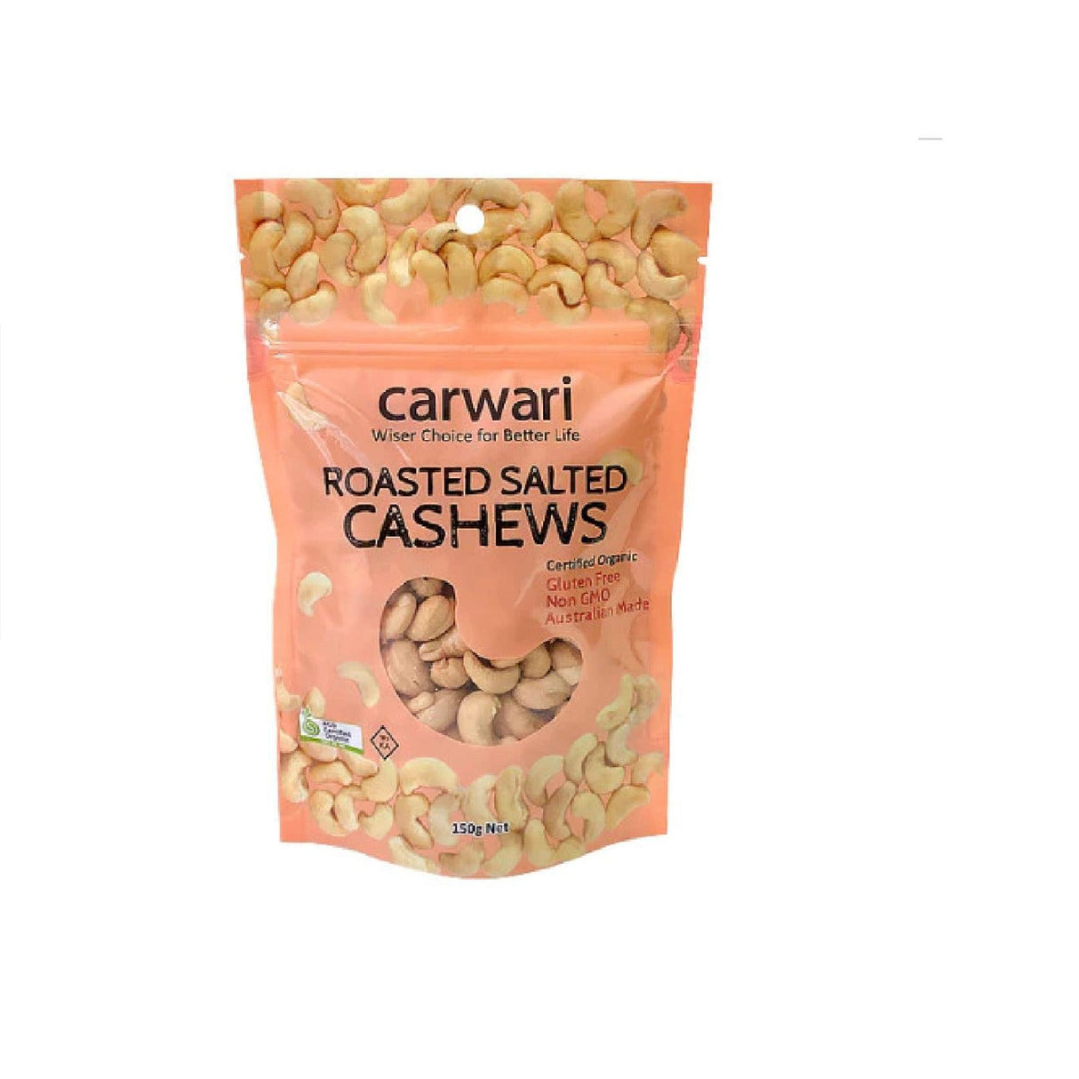 Carwari Organic Cashews Salt Roasted 150g
