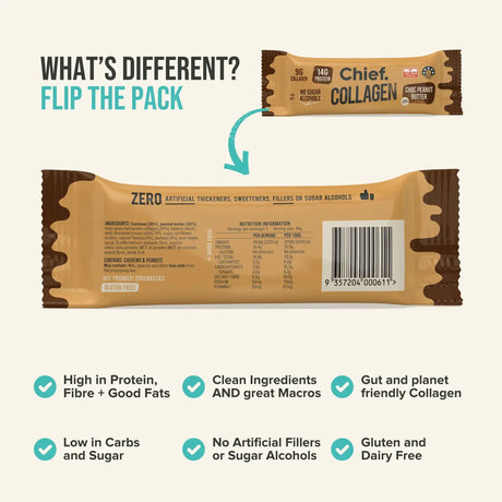 Chief Collagen Protein Choc Peanut Butter Bar 45g