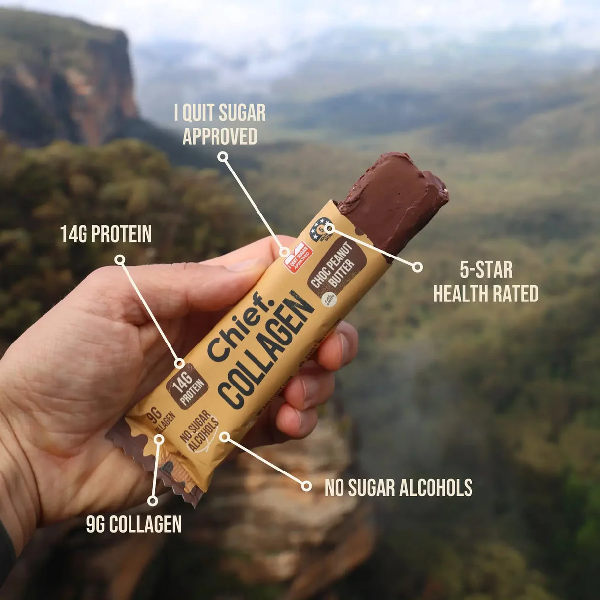 Chief Collagen Protein Choc Peanut Butter Bar 45g