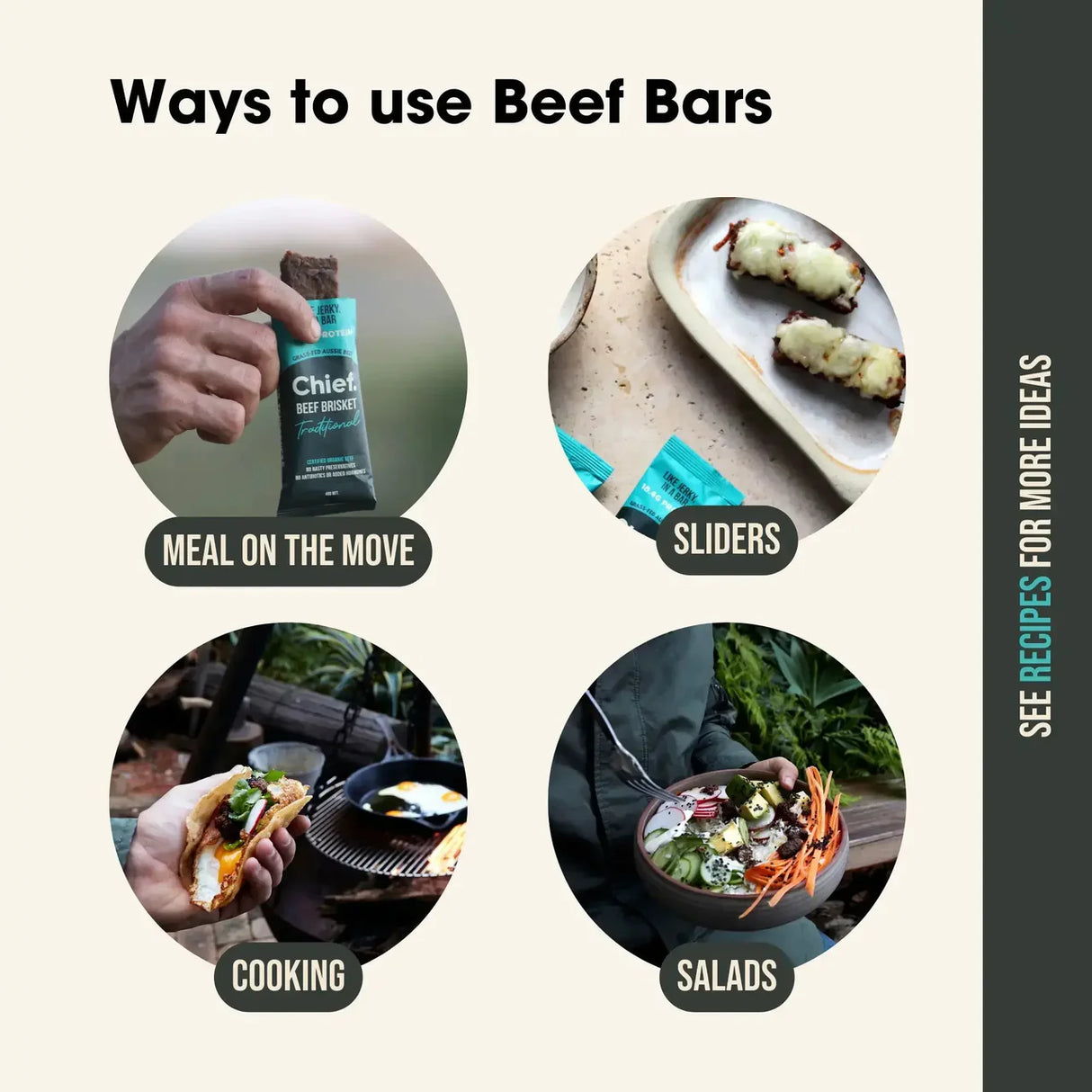 Chief Organic Beef Bars - Traditional 40g
