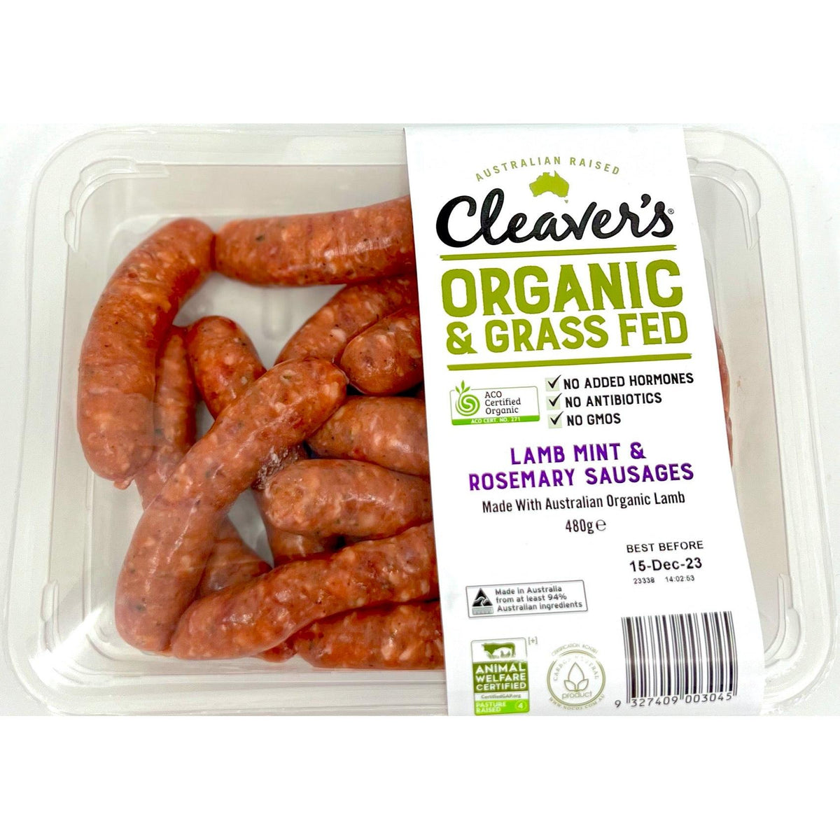 Cleavers Organic Lamb, Mint & Rosemary Sausages Per Kg