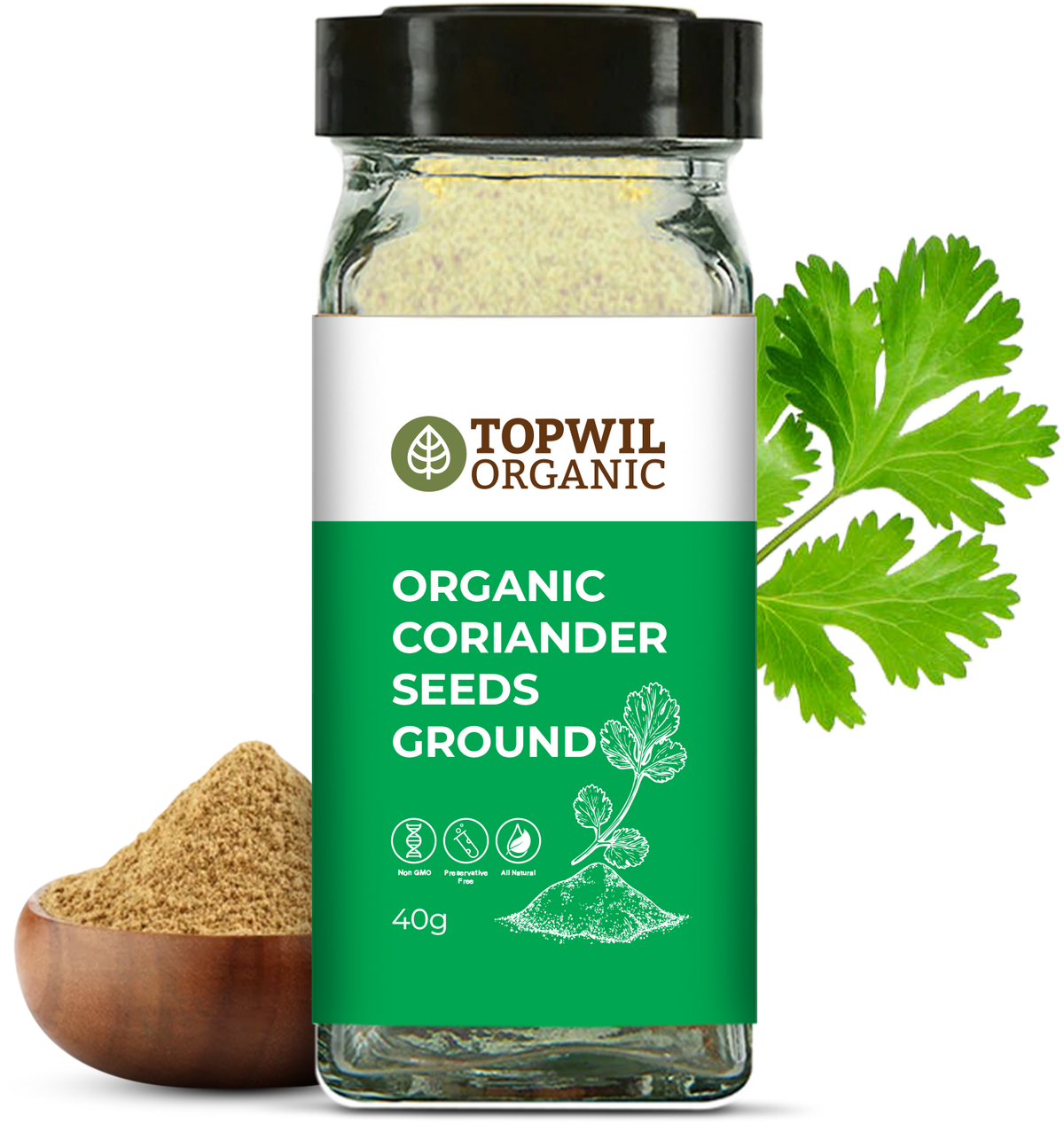 Topwil Coriander Seed Ground 40g product pack