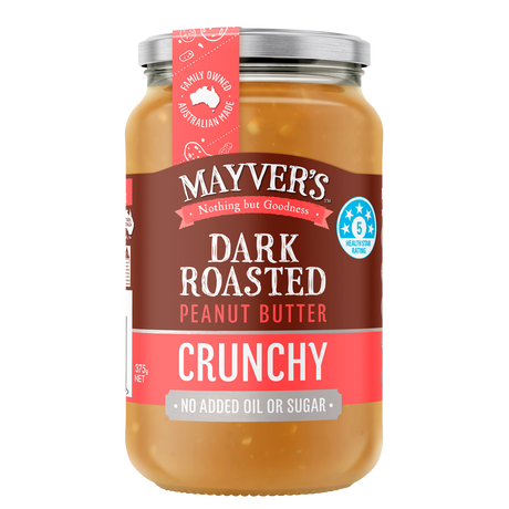 Mayver's Crunchy Dark Roasted Peanut Butter 375g