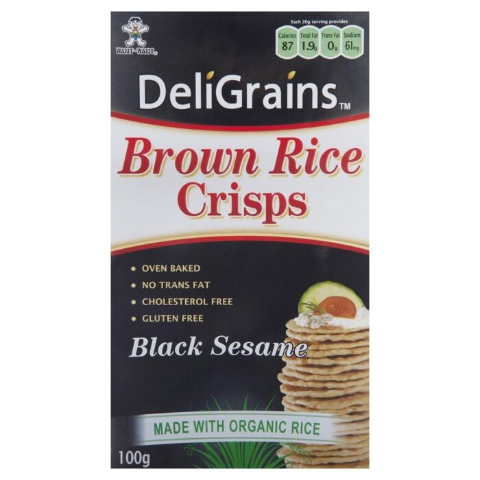DeliGrains Brown Rice Crisps Black Sesame 100g