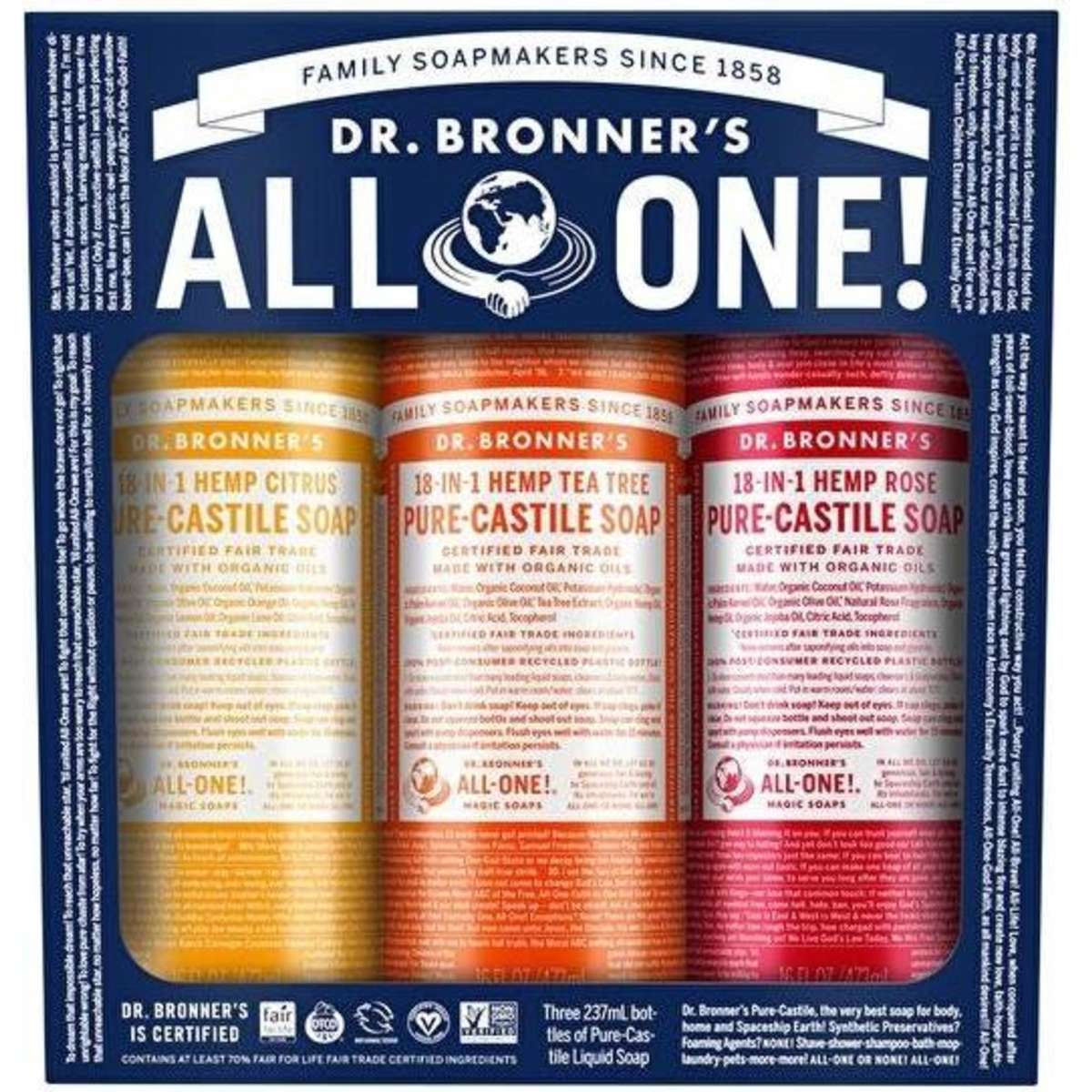 Dr Bronners Organic Dr Bronner 3 Pack X 237ml – Unique Wholefood