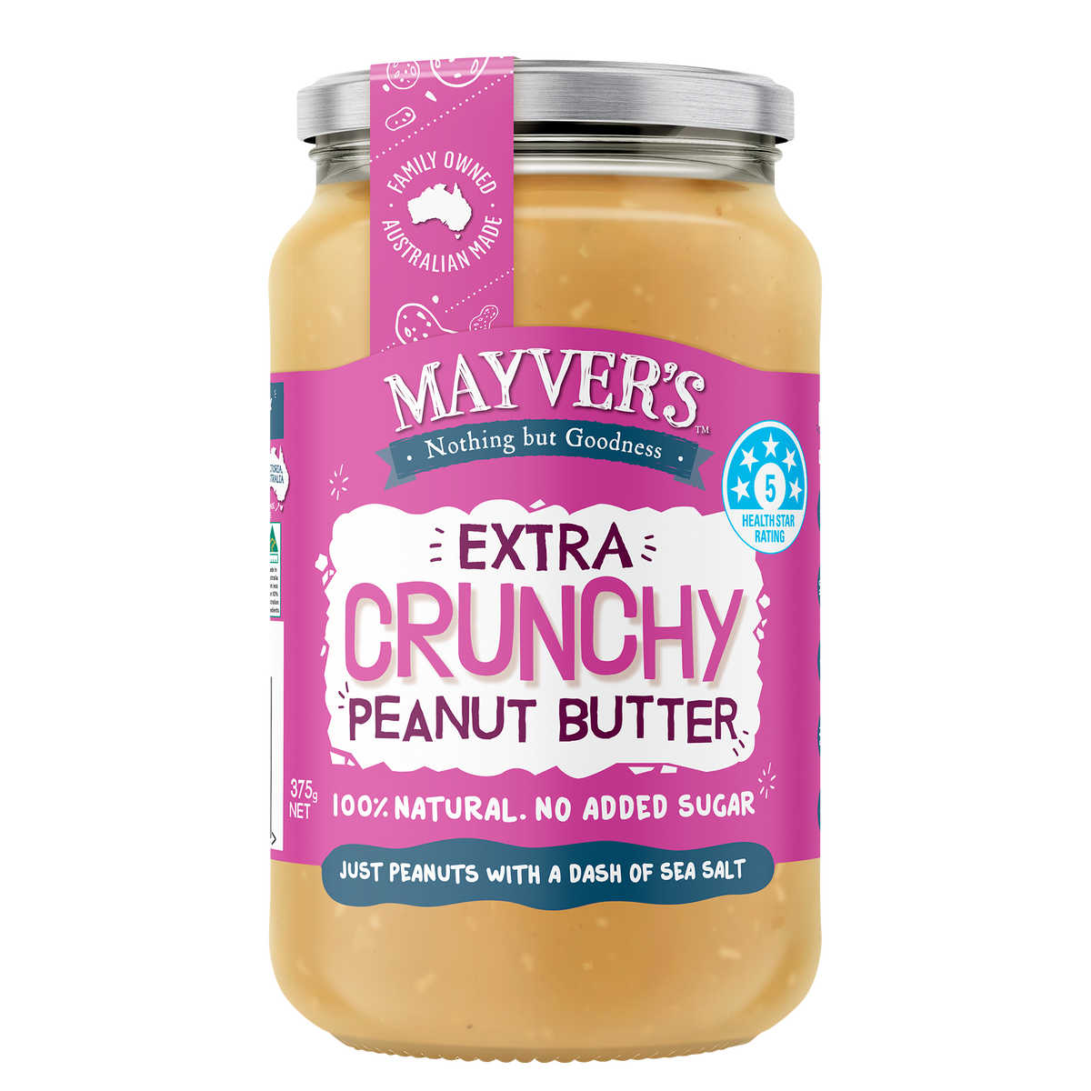Mayver's Extra Crunchy Peanut Butter 375g