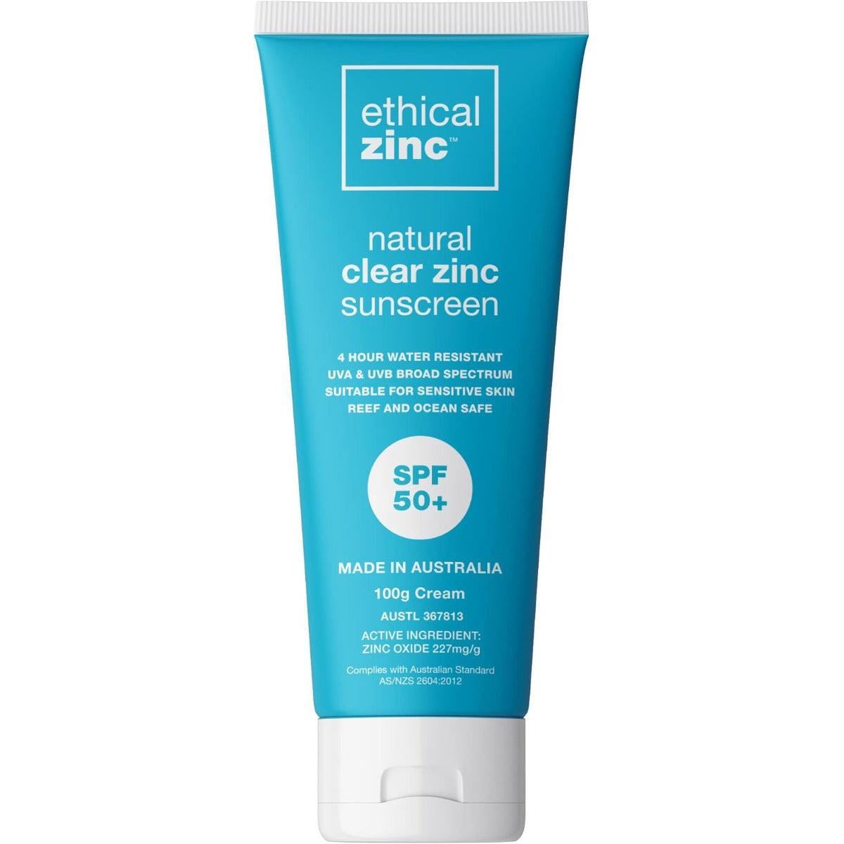 Ethical Zinc Natural Clear Zinc Sunscreen SPF 50+ 100ml