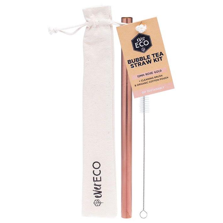 Ever Eco Bubble Tea Strawberry Kit Straight Rose Gold + Cleaning Brush 1
