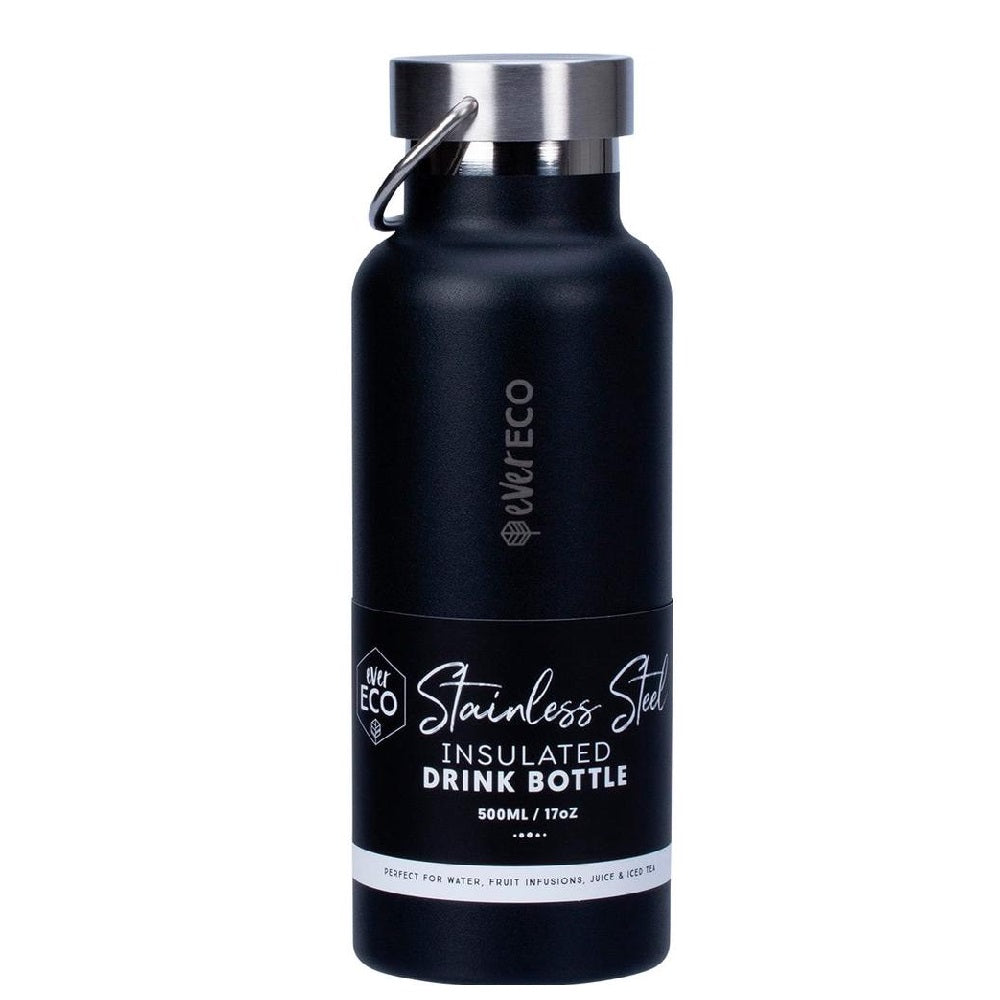 Ever Eco insulated drink bottle in matte black Onyx, 500ml