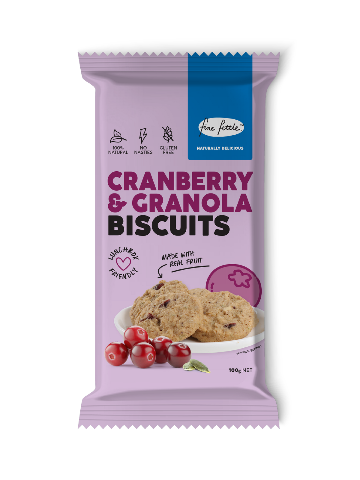 Fine Fettle Cranberry & Granola Biscuits 100g