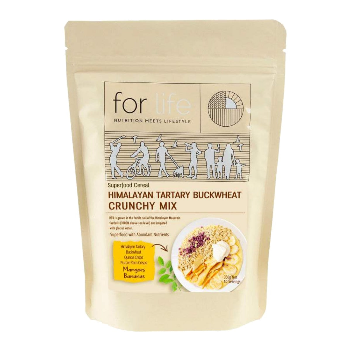 For Life Himalayan Tartary Buckwheat Crunchy Mix Mango Banana 350g pouch