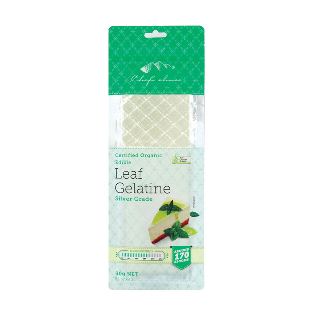 Chef's Choice Certified Organic Leaf Gelatine Silver (12 sheets) 30g