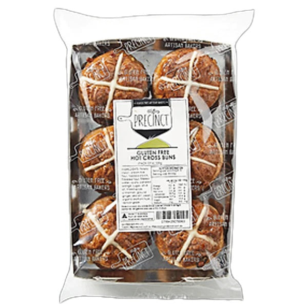 GF Precinct gluten free choc hot cross buns, pack of six