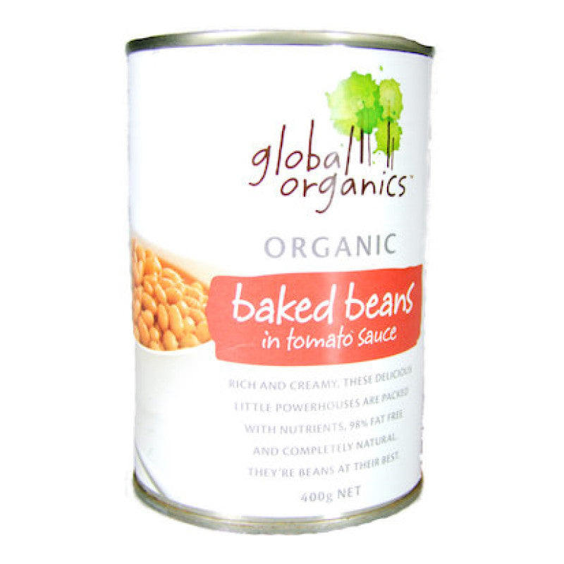 Global Organics Bakbeans Tomato Can 420g