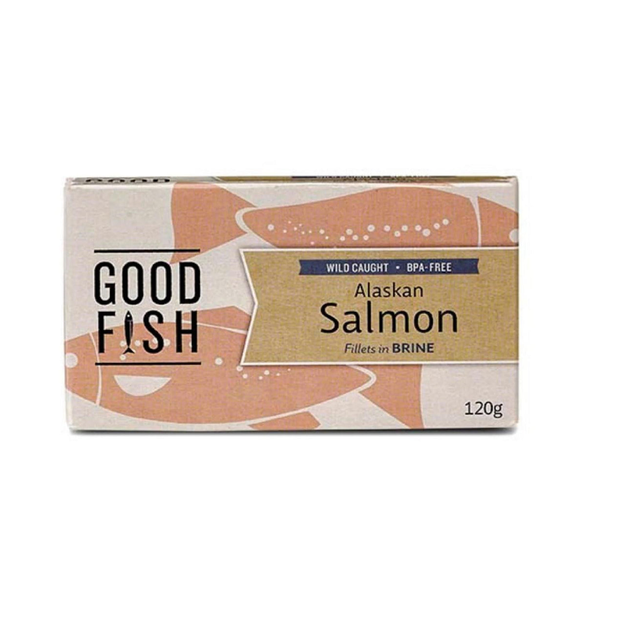 Good Fish Alaskan Salmon Fillets in Brine Tin Net: 120g Drained: 80g