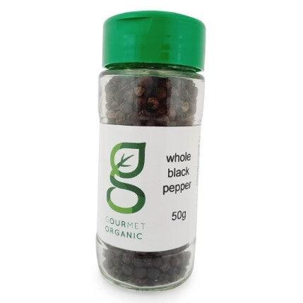 Gourmet Organic Whole Black Pepper 50g