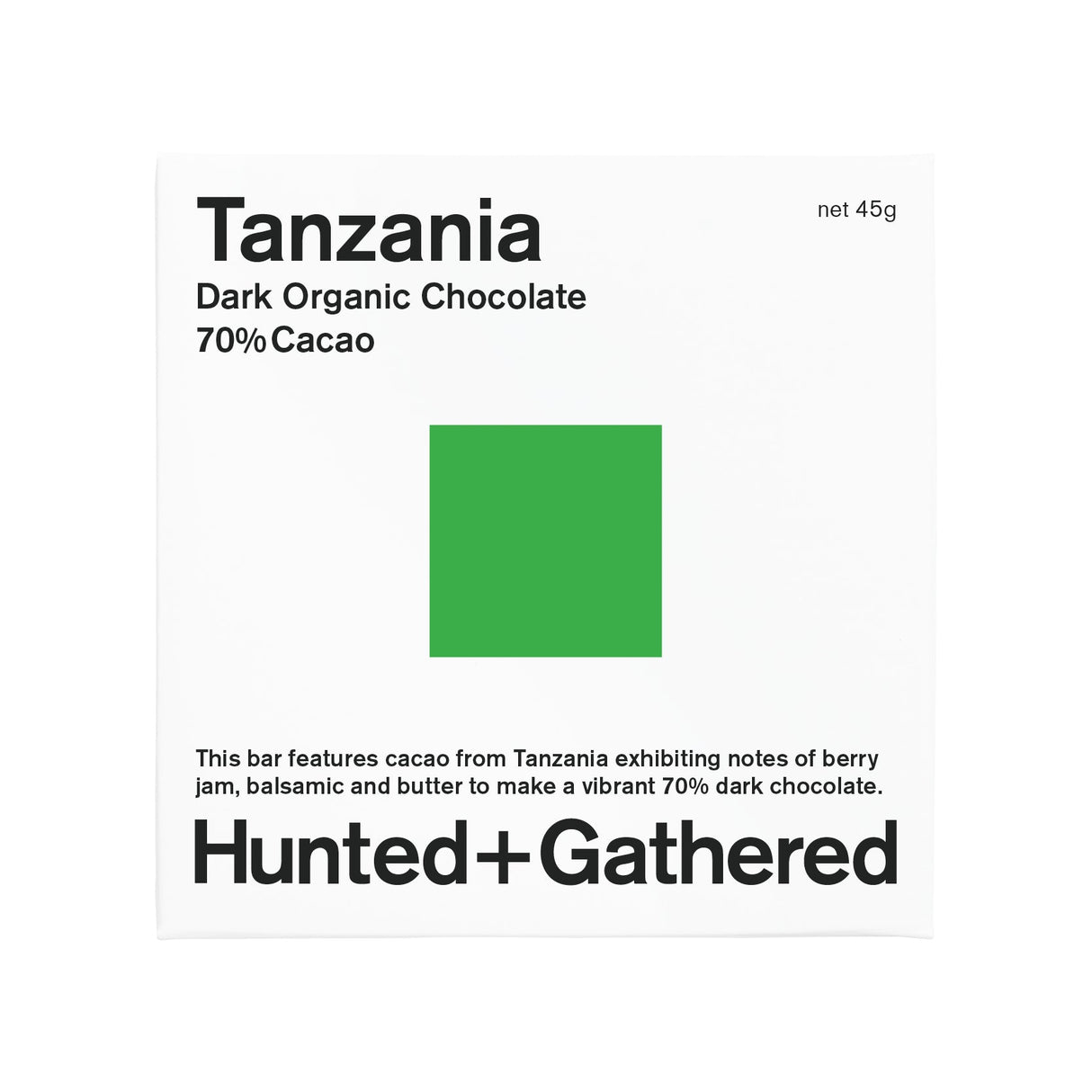 Hunted+Gathered Tanzania Dark Organic Chocolate 79% Cacao 45g