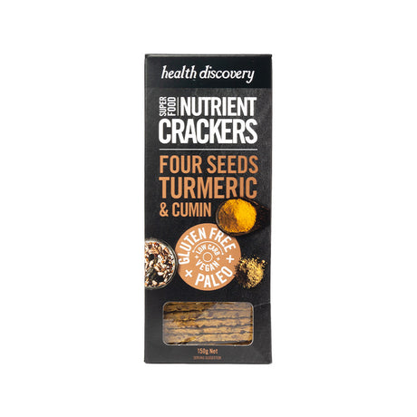 Health Discovery Paleo Four Seeds Turmeric & Cumin Nutrient Crackers 150g