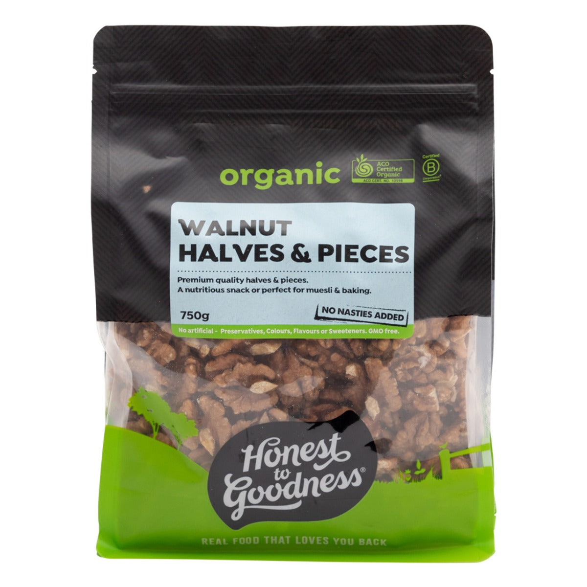 Honest to Goodness Walnut Kernels Combo Halves & Pieces 750g
