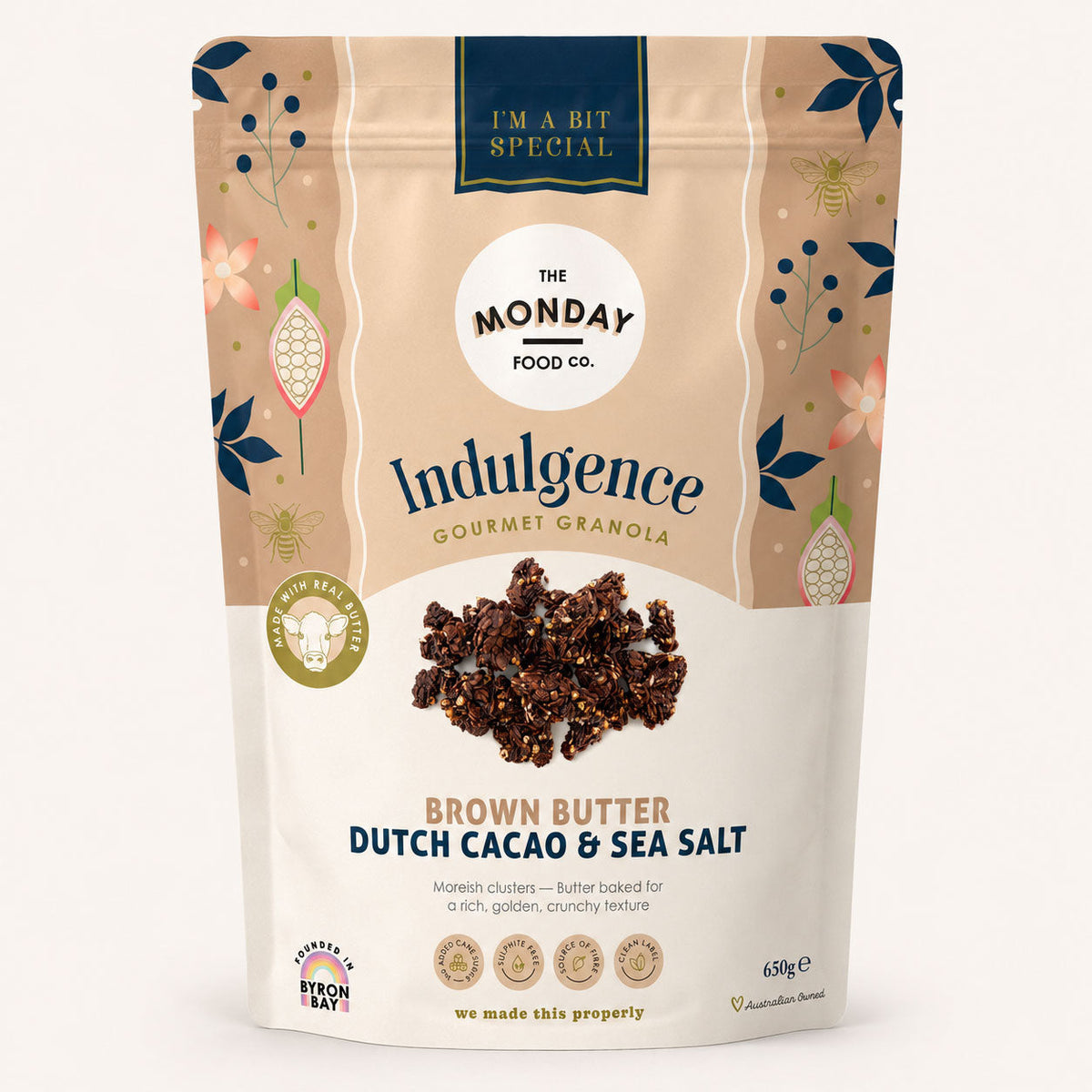 The Monday Food Co Indulgence Brown Butter Dutch Cacao & Sea Salt Granola 650g