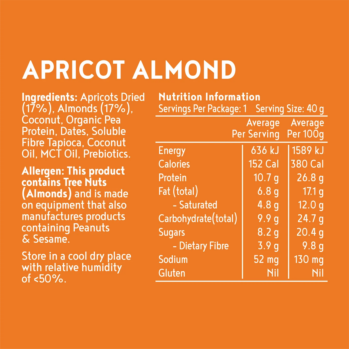 Kuranda Wholefoods Apricot Almond Protein Ball 40g