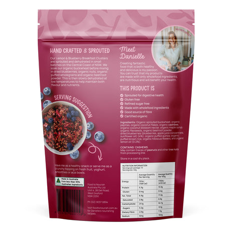 Food To Nourish Sprouted Clusters - Lemon & Blueberry 400g