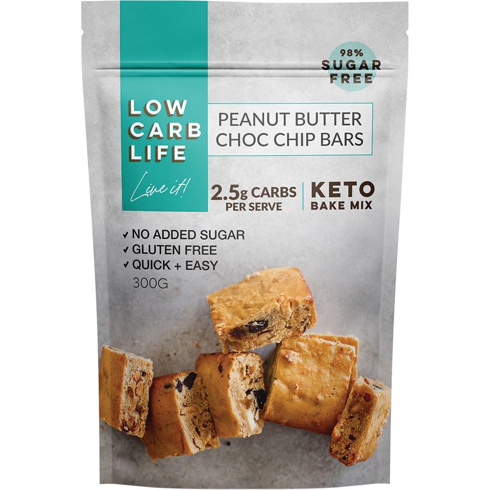 Low Carb Life Peanut Butter Chocolate Chip Bars Keto Bake Mix 300g pack
