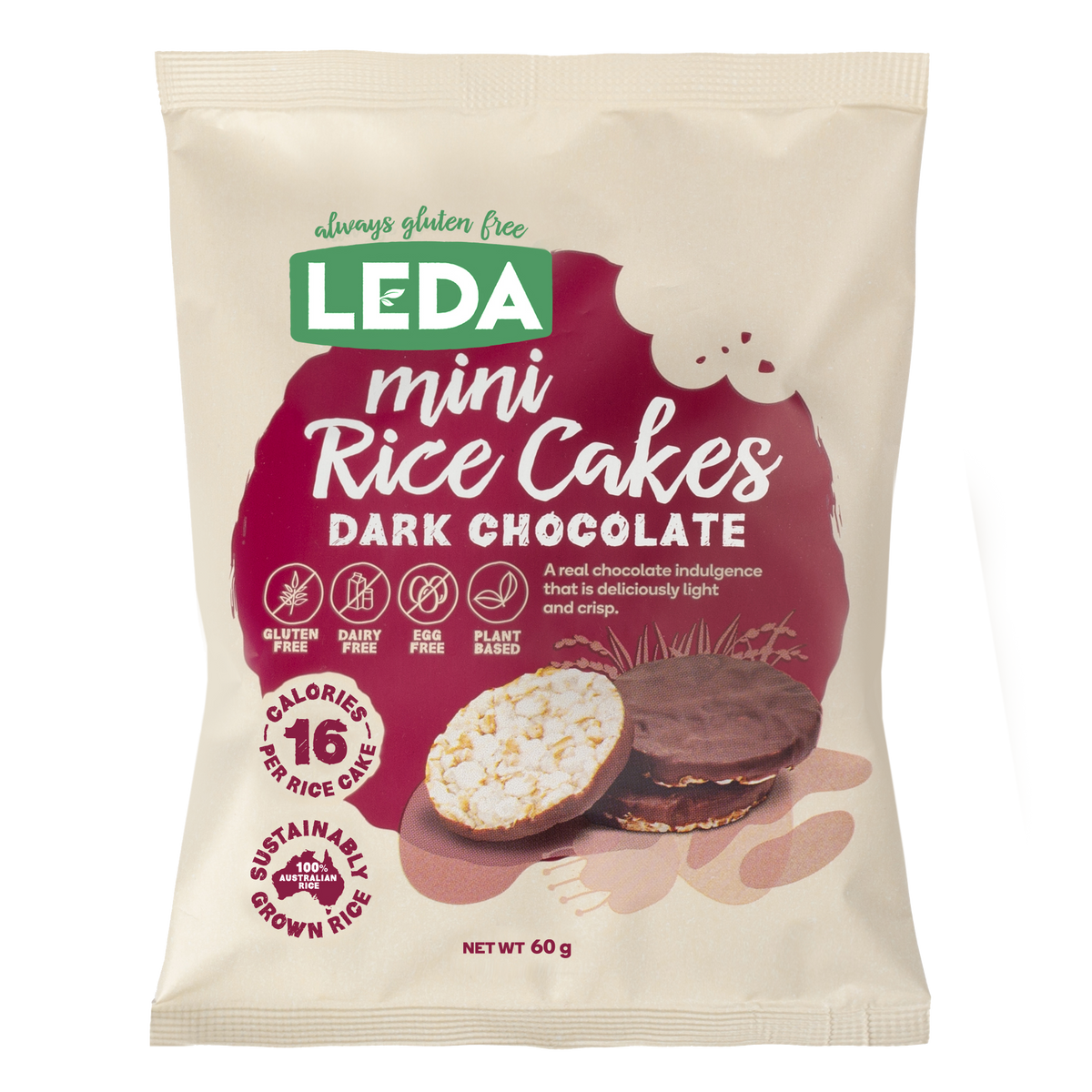 Mini Rice Cakes Dark Choc 60g – Unique Wholefood