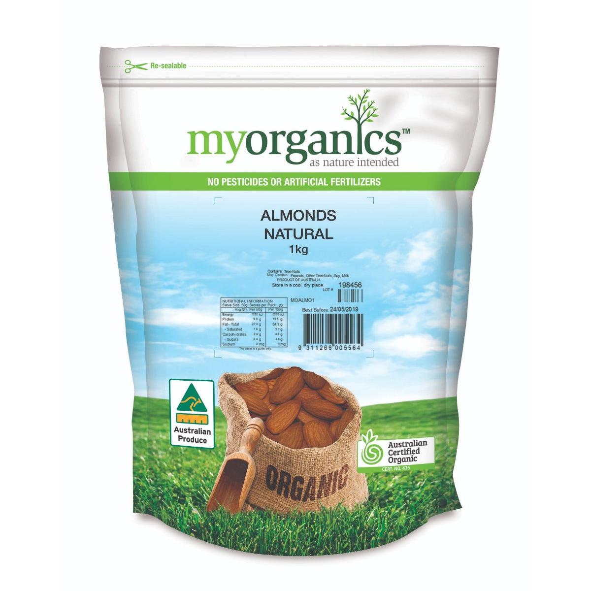 My Organic Almonds Natural 1Kg