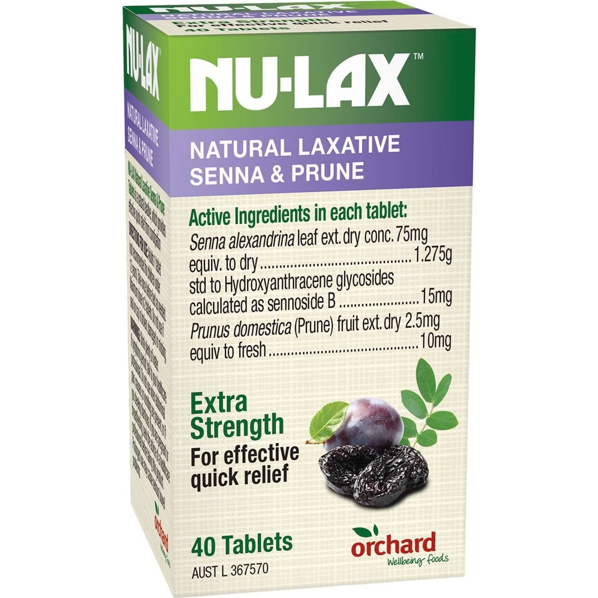 Nu Lax Laxative Senna Prune 40t