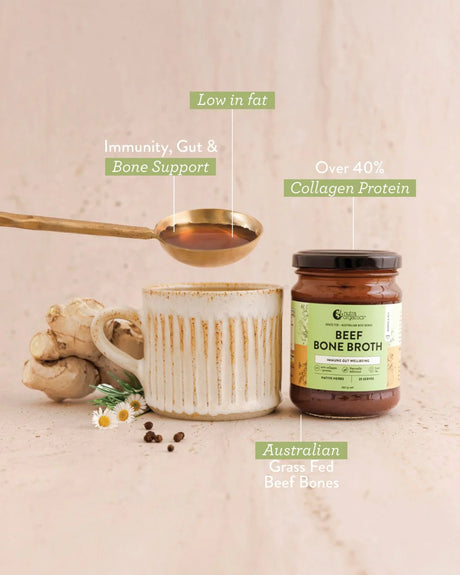 Nutra Organis Beef Bone Broth Concentrate Native Herbs 250g