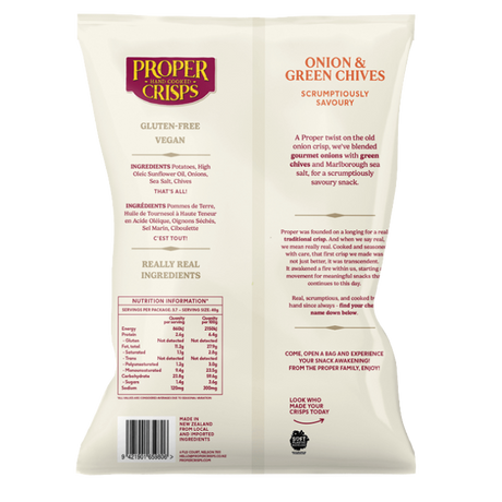 Proper Crisps Chips Onion & Green Chives 150g