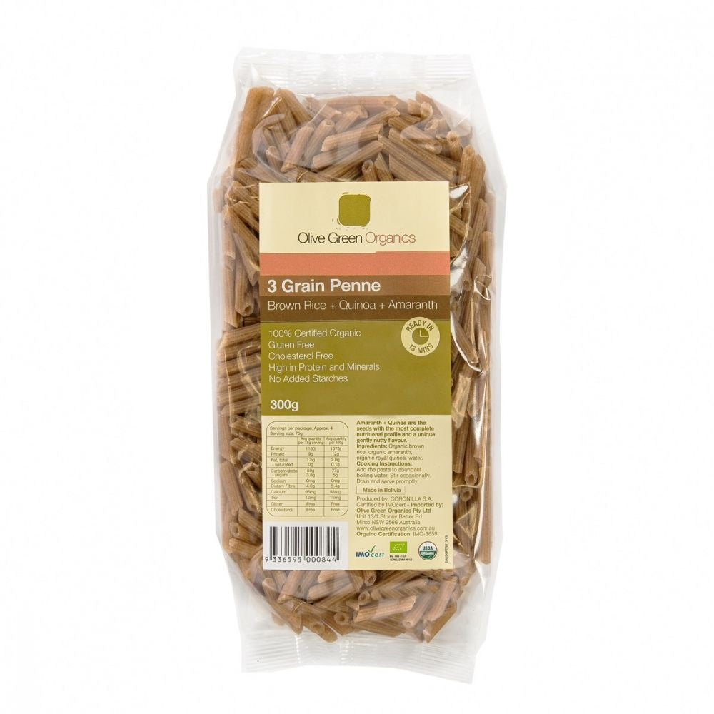 Olive Green 3 Grain Penne 300g