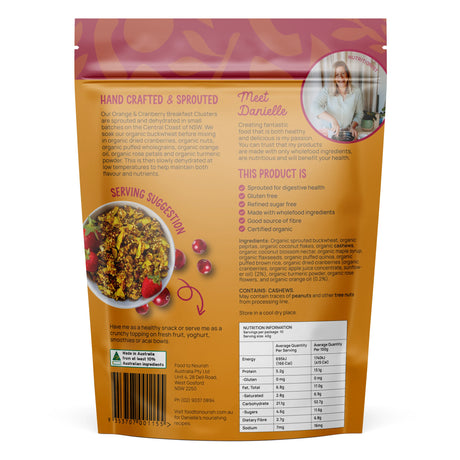 Food To Nourish Sprouted Clusters - Orange & Cranberry 400g