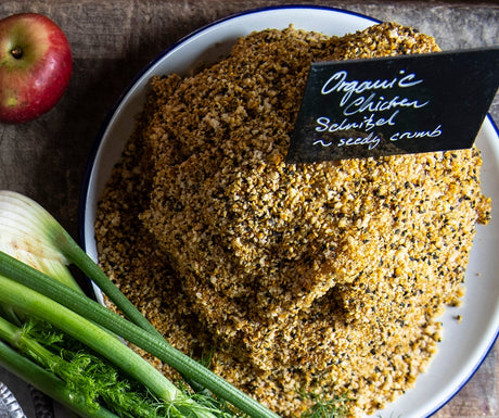 Feather and Bone organic seeded chicken schnitzel